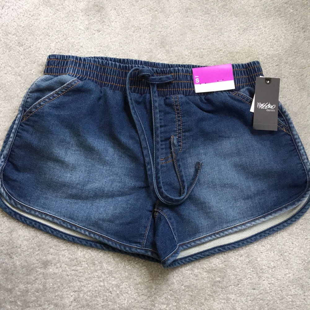 Mossimo denim jean JOGGER shorts drawstring tie
